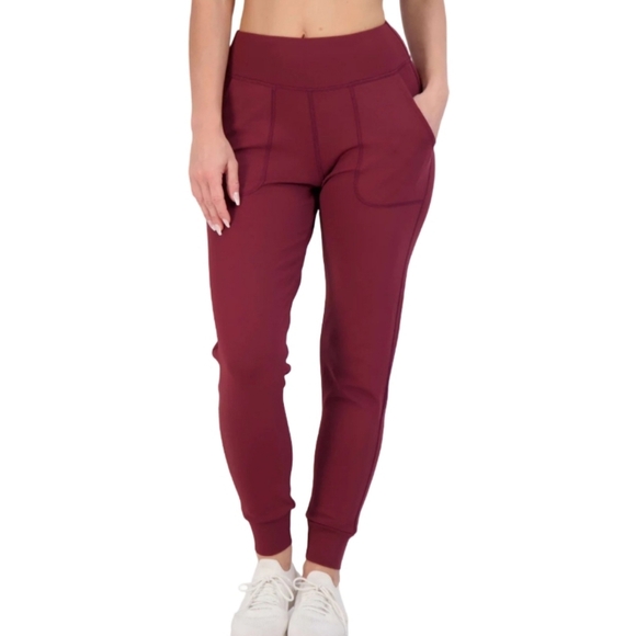 Real Essentials Pants - Real Essentials Women's Burgundy Jogger Leggings Size Xl